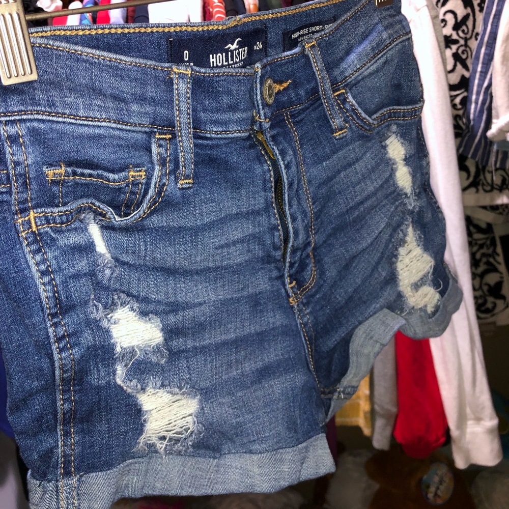 Hollister high rise super stretch dark wash shorts